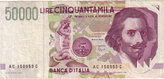 Vecchia banconota da 50000 Lire