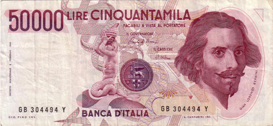 Vecchia banconota da 50000 Lire