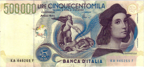 Vecchia banconota da 500000 Lire