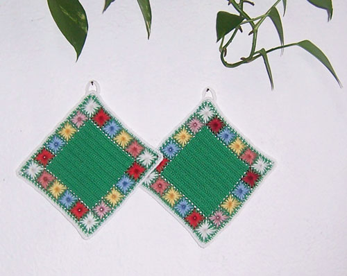 Cotton potholders for kitchen - Spring in the kitchen..